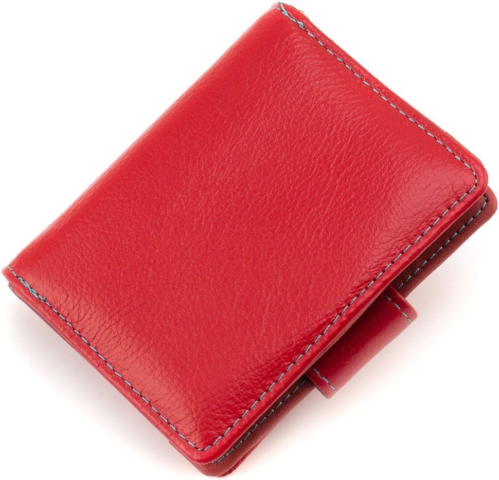 Женский кошелек из натуральной кожи красного цвета с удобствами под документы ST Leather 1767312