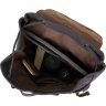 Черный туристический текстильный рюкзак с клапаном на кнопках Vintage (20608)  - 3
