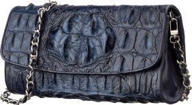 Сумка-клатч синего цвета из натуральной кожи крокодила CROCODILE LEATHER (024-18248)