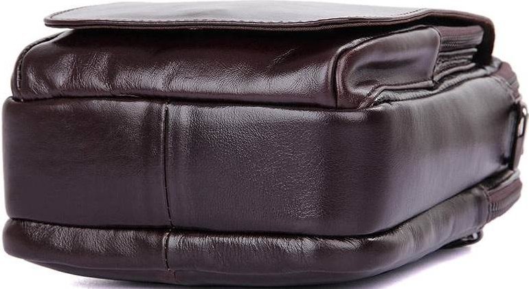 Наплечная сумка из натуральной гладкой кожи коричневого цвета VINTAGE STYLE (14544)
