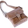 Оригинальная мужская сумка на плечо из коричневой кожи SHVIGEL (00918) - 4