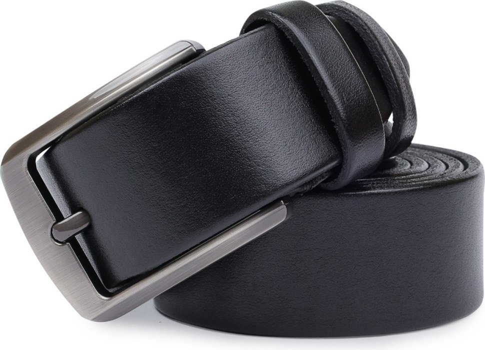 Классический кожаный брючный ремень для мужчин в черном цвете Vintage (2420706)