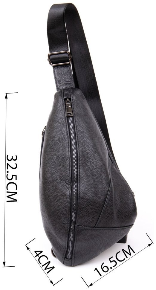 Мужская сумка через плечо из черной кожи флотар Vintage (20444)