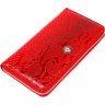 Красный женский крупный кошелек из натуральной кожи с фактурой под змею KARYA (2417070) - 1