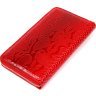 Красный женский крупный кошелек из натуральной кожи с фактурой под змею KARYA (2417070) - 2