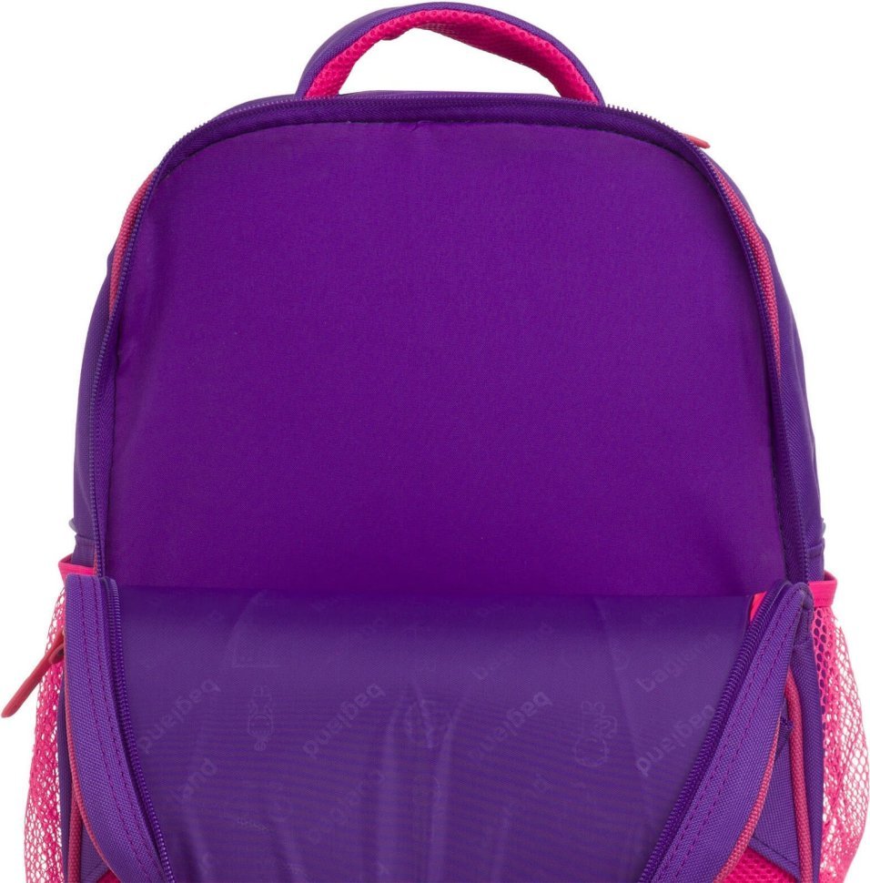Школьный текстильный рюкзак фиолетового цвета с принтом котика Bagland (55713)