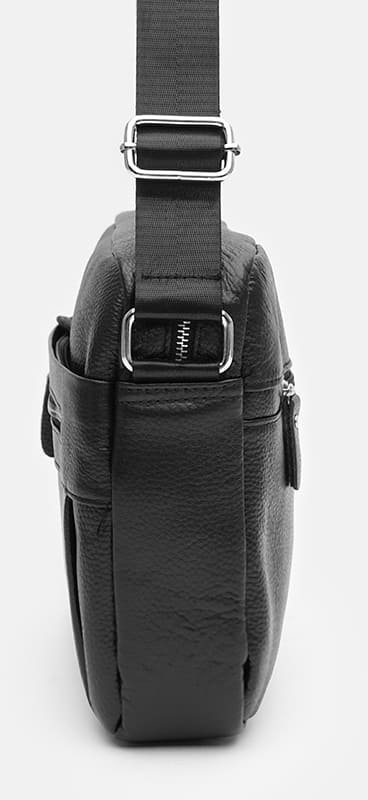 Мужская сумка на плечо маленького размера из черной кожи Keizer (22074)