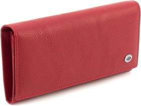 Женский кошелек из зернистой кожи красного цвета с навесным клапаном ST Leather 1767413