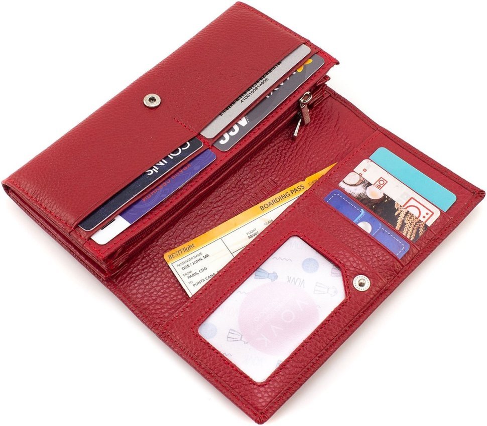 Женский кошелек из зернистой кожи красного цвета с навесным клапаном ST Leather 1767413