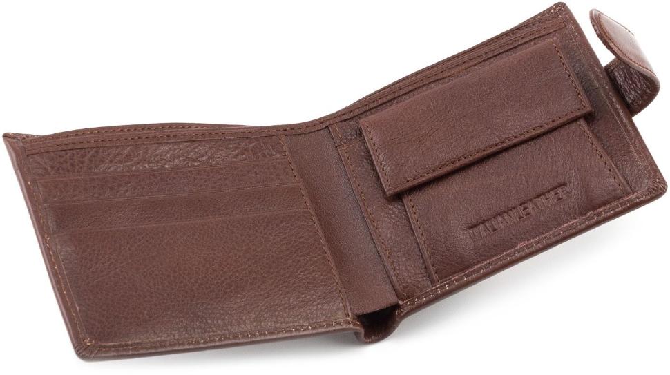 Стильный кожаный кошелек на кнопке ST Leather (16558)