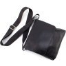 Мужская кожаная сумка-планшет черного цвета с клапаном на магнитах Grande Pelle 67813 - 5