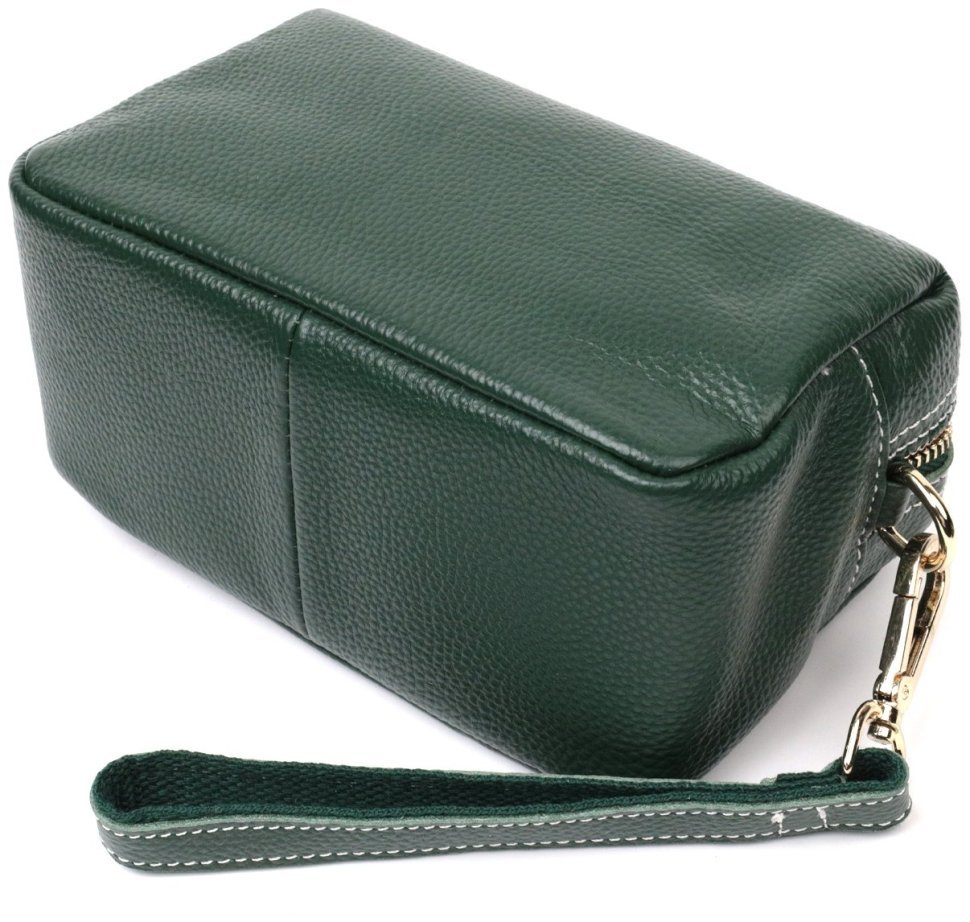 Женская сумочка из натуральной зернистой кожи зеленого цвета с ремешком Vintage 2422277