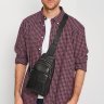 Стильная мужская сумка-рюкзак из фактурной черной кожи Keizer (22090) - 2