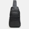 Стильная мужская сумка-рюкзак из фактурной черной кожи Keizer (22090) - 3