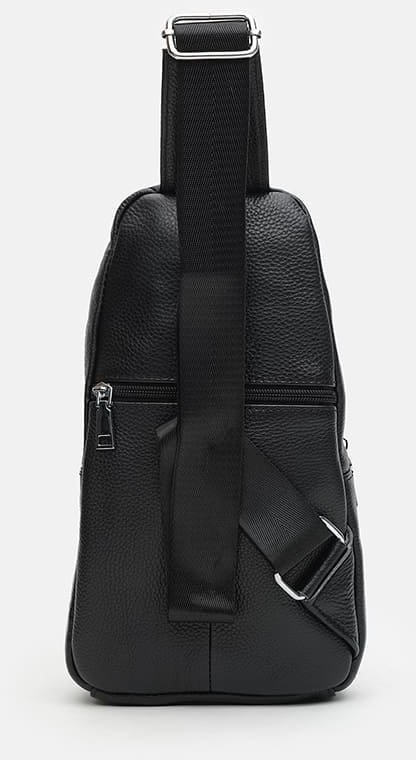Стильная мужская сумка-рюкзак из фактурной черной кожи Keizer (22090)