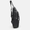 Стильная мужская сумка-рюкзак из фактурной черной кожи Keizer (22090) - 5