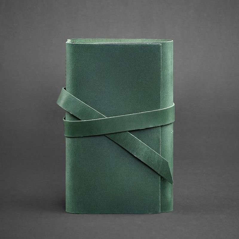 Блокнот (Софт-бук) с обложкой из натуральной кожи Crazy Horse зеленого цвета - BlankNote (13714)