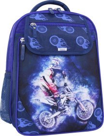 Синий школьный рюкзак для мальчиков из текстиля с мотоциклистом Bagland (53814)
