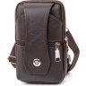 Коричневая кожаная мужская сумка на пояс с одним отделением Vintage (20451) - 1