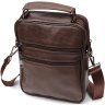 Удобная мужская сумка-барсетка из фактурной кожи коричневого цвета Vintage 2421949 - 2