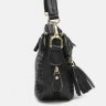 Женская кожаная сумка черного цвета на молнии с тиснением Keizer (19348) - 4