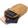 Маленькая мужская сумка-чехол на пояс из текстиля песочного цвета Vintage 2422227 - 6