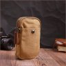 Маленькая мужская сумка-чехол на пояс из текстиля песочного цвета Vintage 2422227 - 7