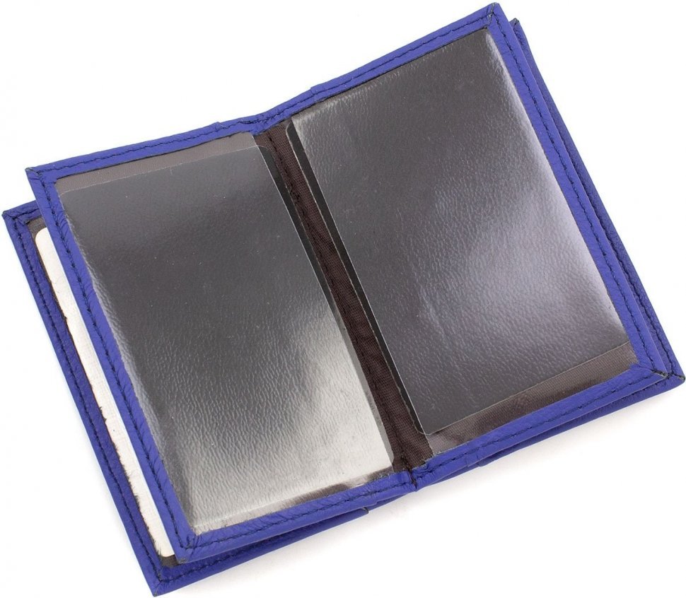 Маленькая кожаная обложка для документов синего цвета ST Leather (14005)