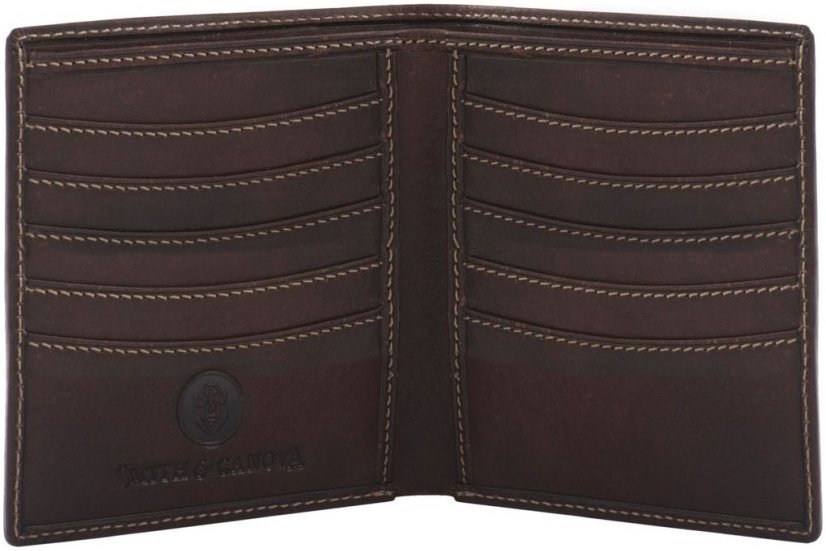 Мужское кожаное портмоне коричневого цвета под купюры и карточки Smith&Canova Romano 69714