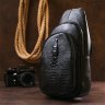 Модная кожаная мужская сумка-слинг с фактурой под змею Vintage (20673) - 6