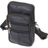 Маленькая мужская вертикальная сумка из натуральной кожи черного цвета Vintage (2421481) - 1