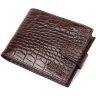 Добротное мужское портмоне из натуральной коричневой кожи с тиснением под крокодила BOND (2421998) - 1
