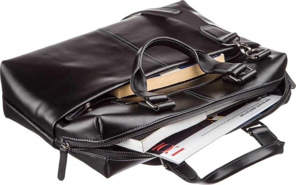 Солидная мужская сумка под ноутбук и документы из натуральной гладкой кожи SHVIGEL (11248)