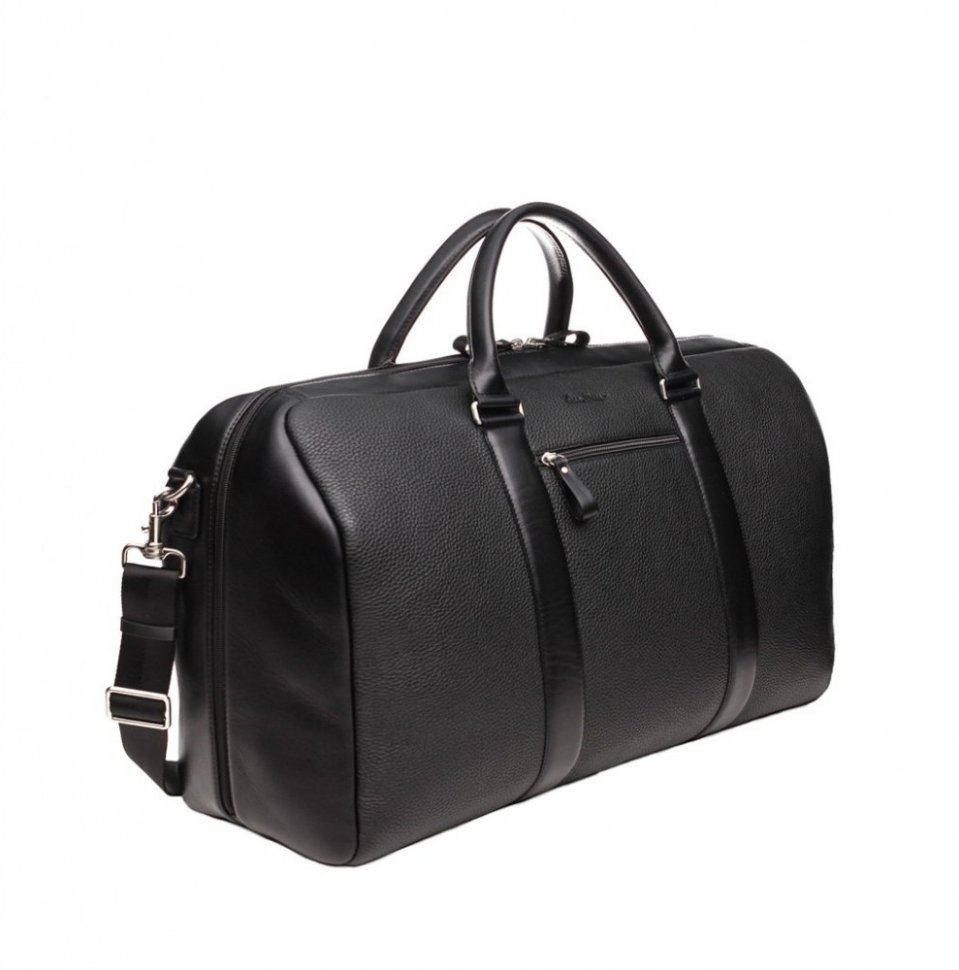 Кожаная мужская дорожная сумка-саквояж черного цвета Issa Hara Express (21166)