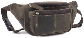 Темно-коричневая мужская сумка на пояс из винтажной кожи Visconti 69015