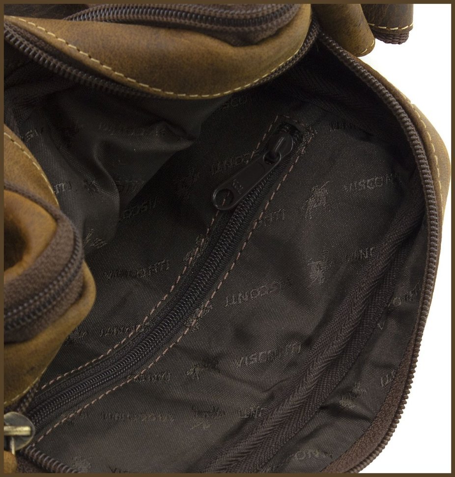 Мужская сумка-планшет через плечо из винтажной кожи светло-коричневого цвета Visconti 69115