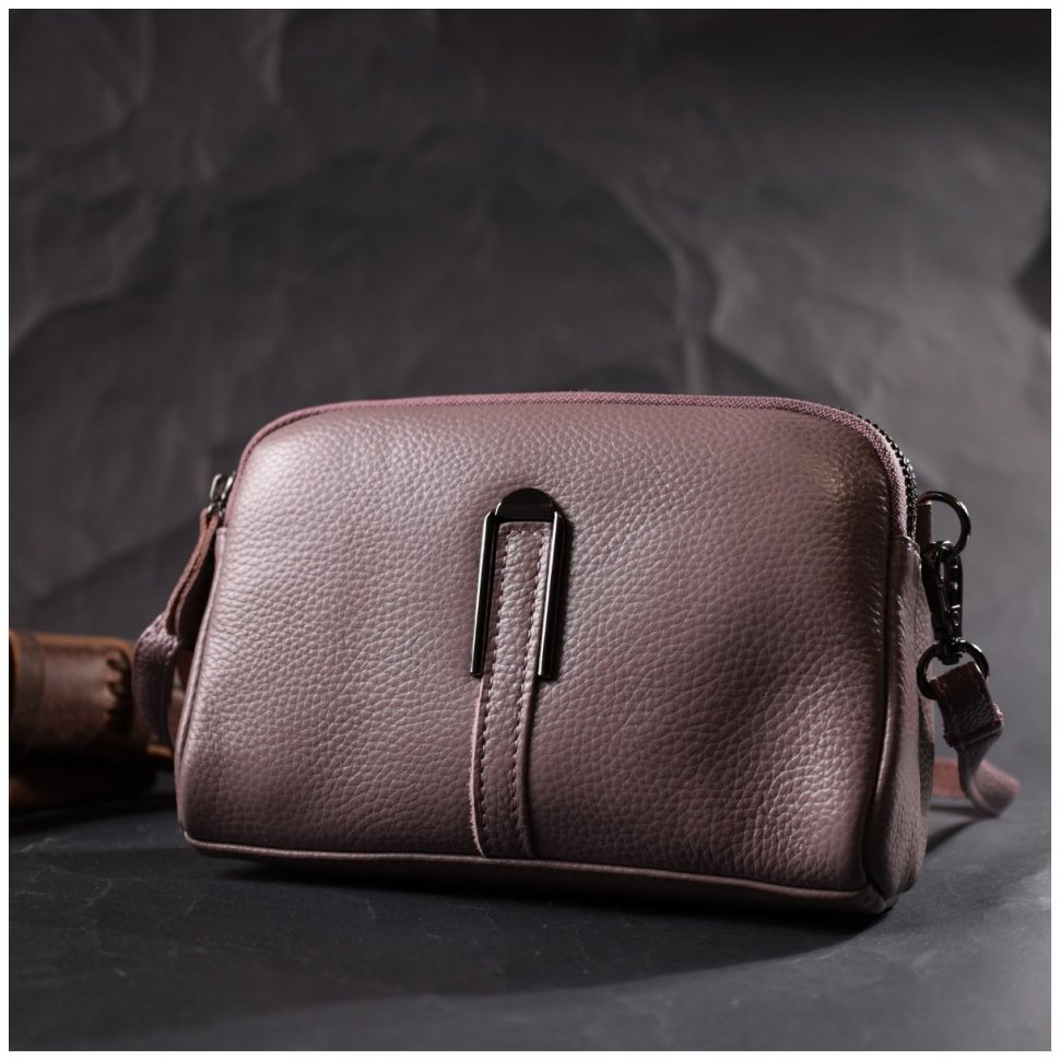 Темно-розовая женская сумка-кроссбоди из натуральной кожи на два отделения Vintage 2422279
