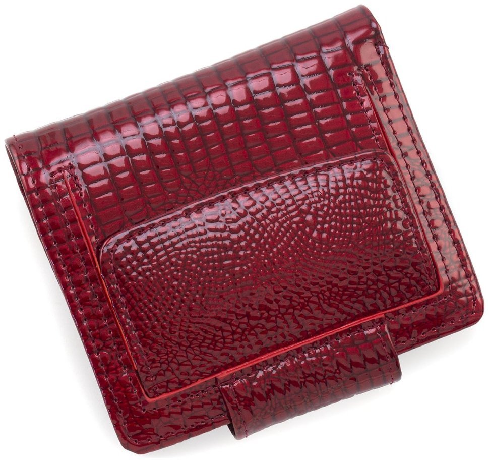 Лакированный женский кошелек красного цвета из натуральной кожи с тиснением ST Leather 70816