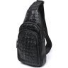 Современная кожаная мужская сумка-рюкзак с фактурой под крокодила Vintage (20674) - 1