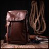 Недорогая мужская кожаная сумка коричневого цвета на пояс или на плечо Vintage 2422564 - 6