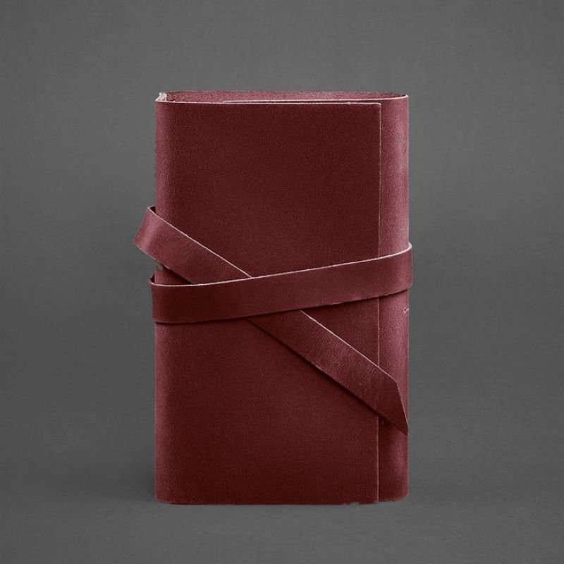 Женский кожаный блокнот (Софт-бук) из матовой кожи в бордовом цвете - BlankNote (42016)