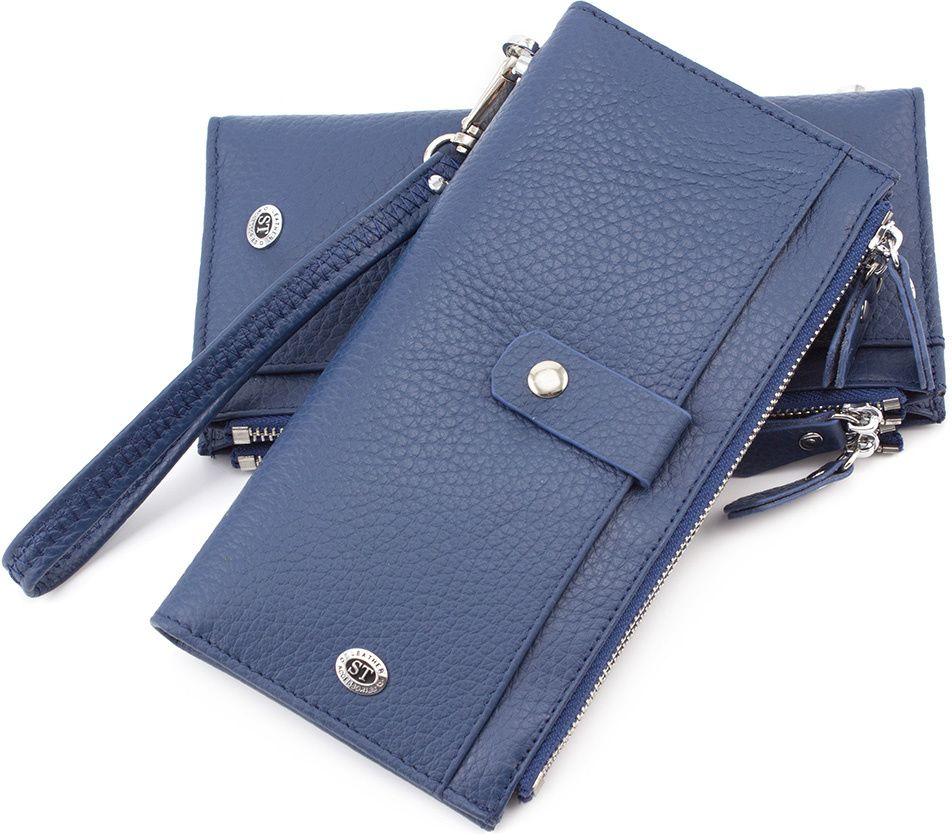 Удобный кожаный женский кошелек с запястным ремешком (под купюры и карточки) ST Leather (17397)