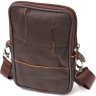 Маленькая мужская сумка на пояс из натуральной кожи коричневого цвета Vintage (2421482) - 2