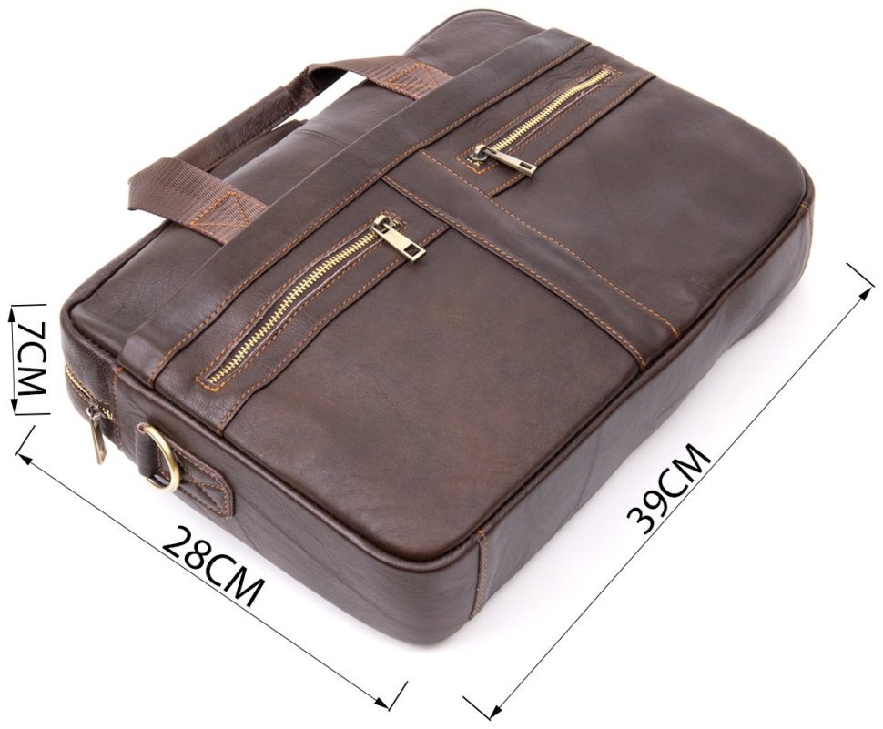 Темно-коричневая мужская сумка для ноутбука из натуральной кожи Vintage (20453)