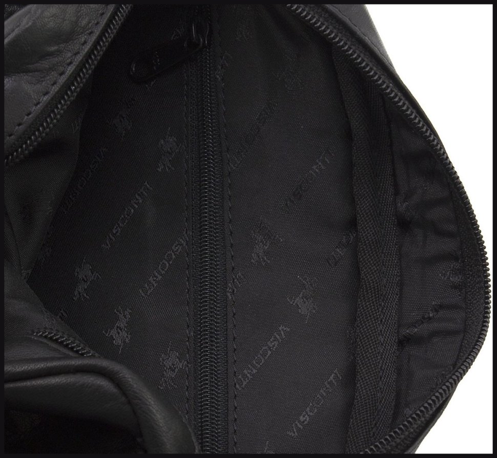 Мужская плечевая сумка маленького размера из натуральной кожи высокого качества в черном цвете Visconti Messenger Bag 69116