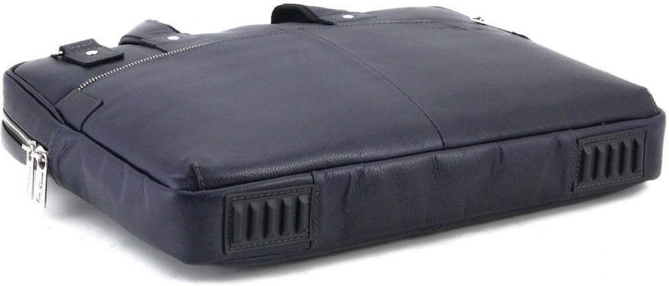 Темно-синяя сумка под ноутбук из натуральной кожи Tom Stone (10956)