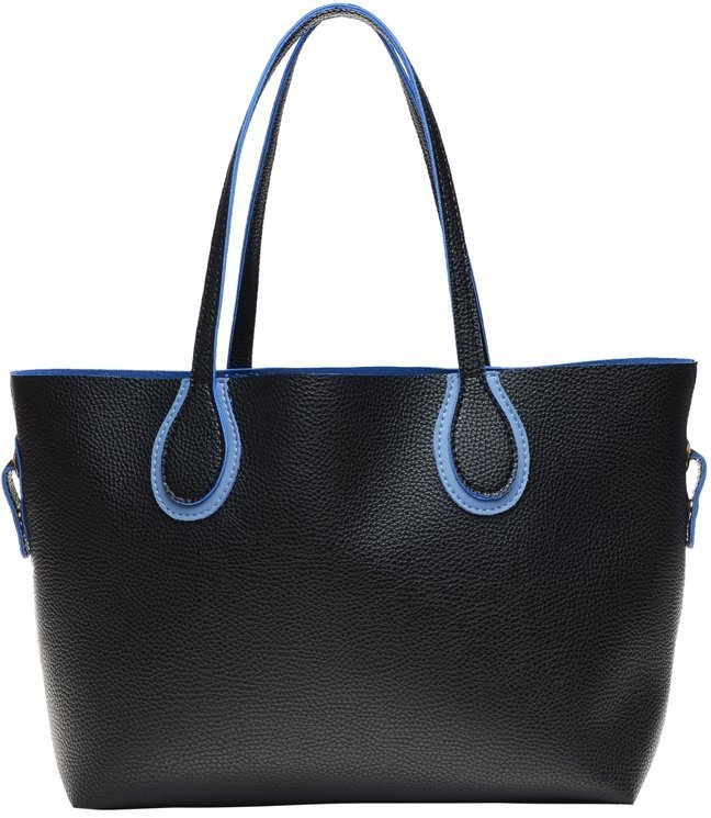 Стильная женская сумка-шоппер из эко-кожи черно-синего цвета Monsen (15677)