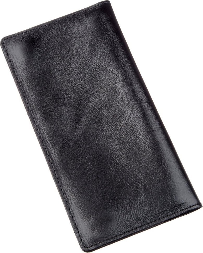 Мужской вертикальный купюрник из кожи алькор черного цвета SHVIGEL (2416195)