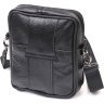 Удобная мужская сумка на пояс из натуральной кожи черного цвета Vintage (2421483) - 2