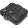 Удобная мужская сумка на пояс из натуральной кожи черного цвета Vintage (2421483) - 3